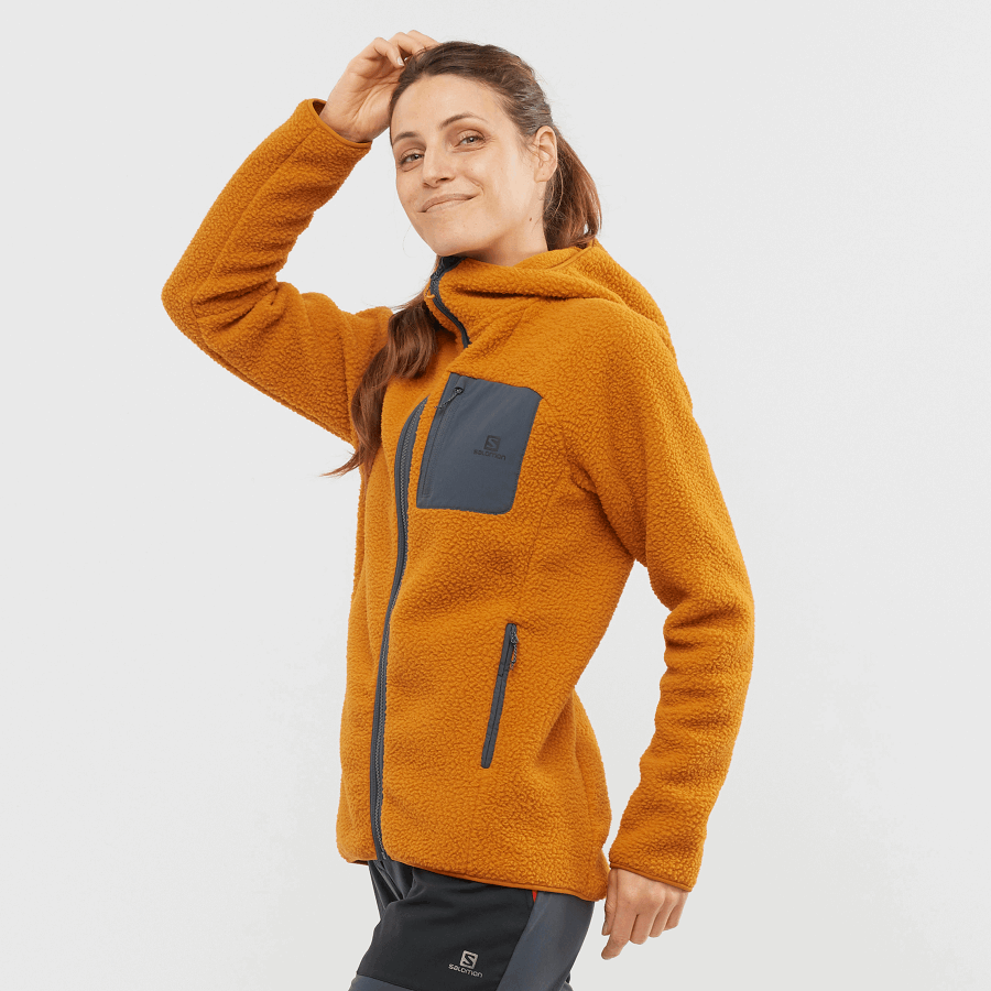 UK Women's Full Zip Midlayer Jacket Outline Warm Teddy Honey Ginger-Heather-Ebony