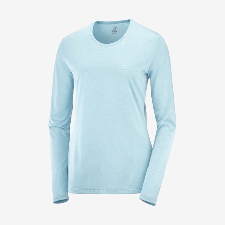 UK Women's Long Sleeve T-Shirt Agile Crystal Blue-Blue-Heather